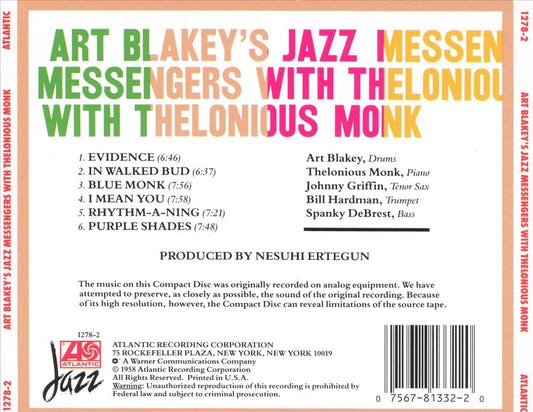 Art Blakey's Jazz Messengers with Thelonious Monk cover art