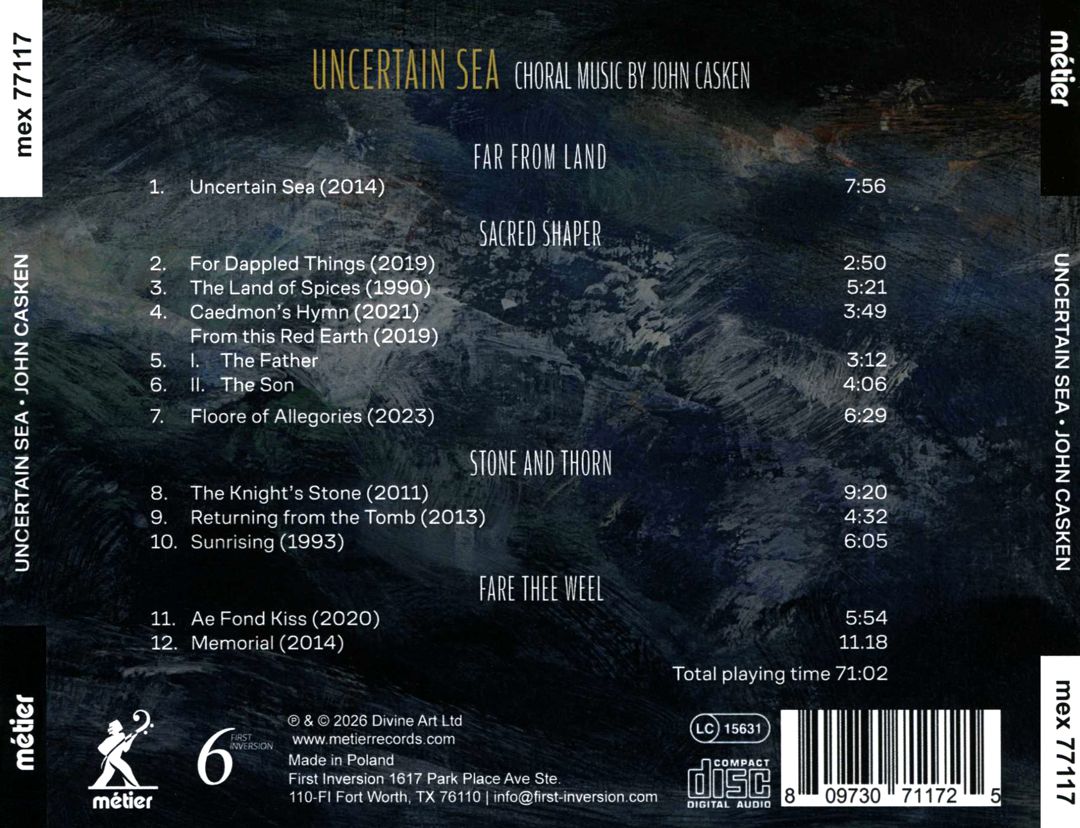 Uncertain Sea: Choral music by John Casken cover art