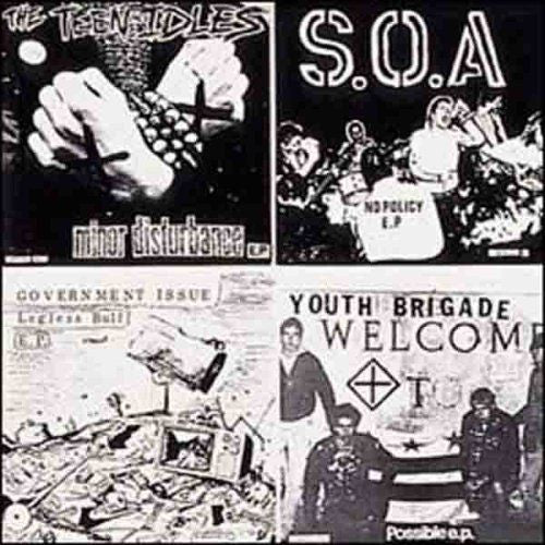 Four Old 7"s on a 12" cover art