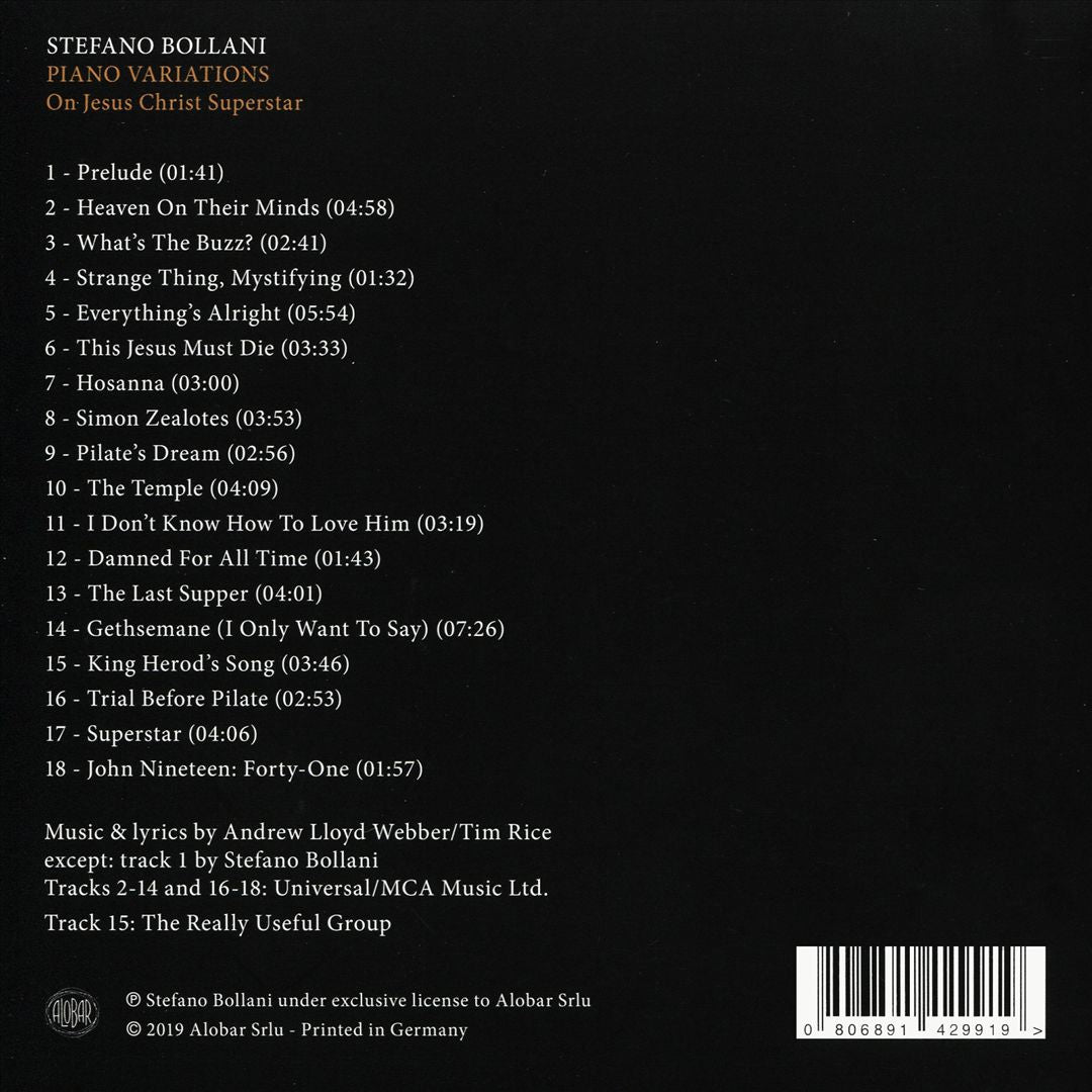 Piano Variations on Jesus Christ Superstar cover art